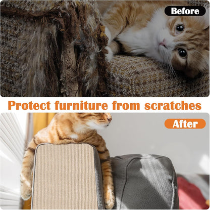 Cat Scratch Furniture Protector - 100" x 17" Trimmable Self-Adhesive Cats Claws Scratch Pads, DIY Cat Climbing Couch Protector for Scratch Post Cat Tree Replacement Indoor (Khaki)