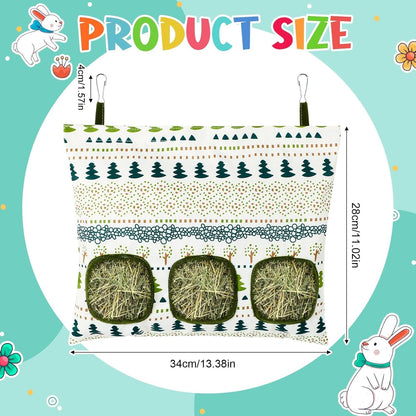 UPINS 2 Hay Bag for Rabbits 3-Hole Guinea Pig Hay Bags Hanging Hay Feeder, Hay Feeder for Rabbits Small Pets Chinchillas Hamstersand Animals