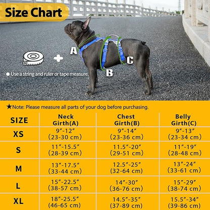 Huntboo Escape Proof Dog Harness, Secure Dog Harness No Escape, Fully Reflective Harness with Handle,Breathable,Durable, Adjustable Vest for Small Dogs Walking, Training,and Running Gear (Sea Blue,S)