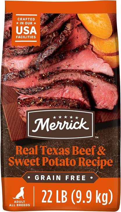 Merrick Premium Grain Free Dry Adult Dog Food, Wholesome And Natural Kibble, Real Texas Beef And Sweet Potato - 22.0 lb. Bag