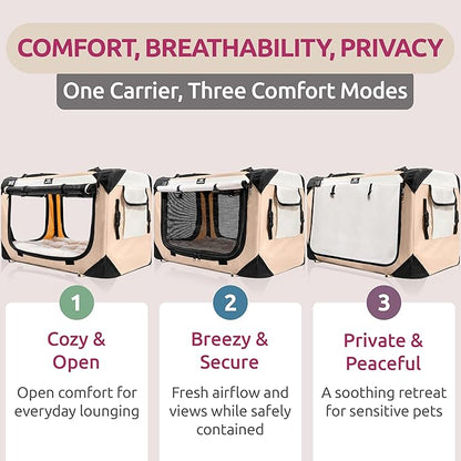 Soft-Sided Cat & Dog Pet Carrier, Medium 20"x13"x13" Fits Most Cats or Small Dog, Comfortable for Travel & Vet Visits, Privacy Windows, Removable Plush Bed, Top/Side Entry, Locking Zippers, Folds Flat