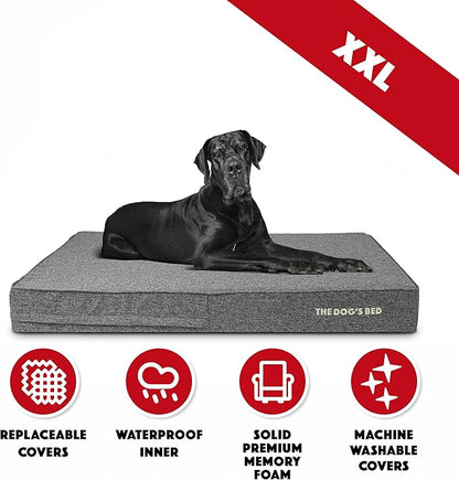The Dog’s Bed Orthopedic Memory Foam Dog Bed, 2XL Grey Linen, Pain Relief for Arthritis, Hip & Elbow Dysplasia, Post Surgery, Lameness, Supportive, Calming, Waterproof Washable Cover