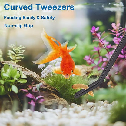 2Pcs Long Turkey Baster for Aquarium, with 2Pcs Feeding Long Tweezers Coral Feeder Kit for Aquarium Marine Fish Reef Aquatic Plant Spider Snake Lizard (Blue)