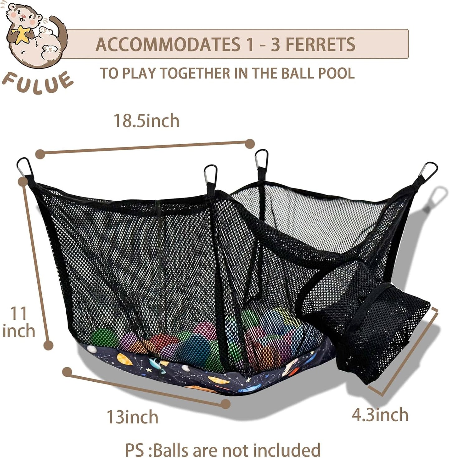 Ferret Ball Pit Hammock,Ferret Hammock Playpen Toy Box Cube for Cage Compatible with Tunnel System(Ball Not Included)