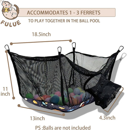 Ferret Ball Pit Hammock,Ferret Hammock Playpen Toy Box Cube for Cage Compatible with Tunnel System(Ball Not Included)