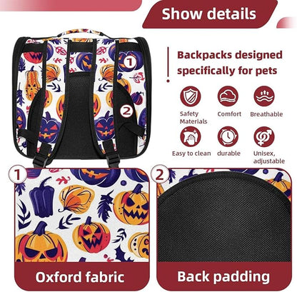 Pumpkin Helloween 16 Cat Backpack Carrier, Breathable Cat Carrier Large Space Bubble Pet Backpack for Kitty Small Dog