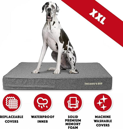 The Dog’s Bed Orthopedic Memory Foam Dog Bed, 2XL Grey Linen, Pain Relief for Arthritis, Hip & Elbow Dysplasia, Post Surgery, Lameness, Supportive, Calming, Waterproof Washable Cover