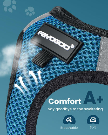 FAYOGOO Cat Harness and Leash Set | Upgrade Step-in Escape Proof Harness | Lightweight Soft Vest, No-Choke Design for Walking, Travel, Camping (Tranquil Teal)