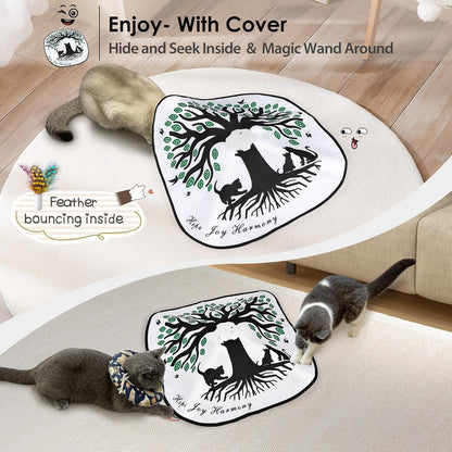 ORSDA Cat Toys for Indoor Cats 4 in 1 Interactive Automatic Cat Toys for Bored Indoor Adult Cats Kitten Toy Rechargeable 8 Hole Mice Whack-A-Mole, Hide and Seek, Moving Feather, 5PCS DIY Replacement