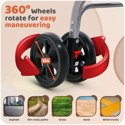 Pet Stroller for Small Medium Dogs & Cats – 2-in-1 Detachable Carrier, Zipperless Entry, Lightweight Folding Travel Stroller with Storage Basket, Cup Holder, Gray