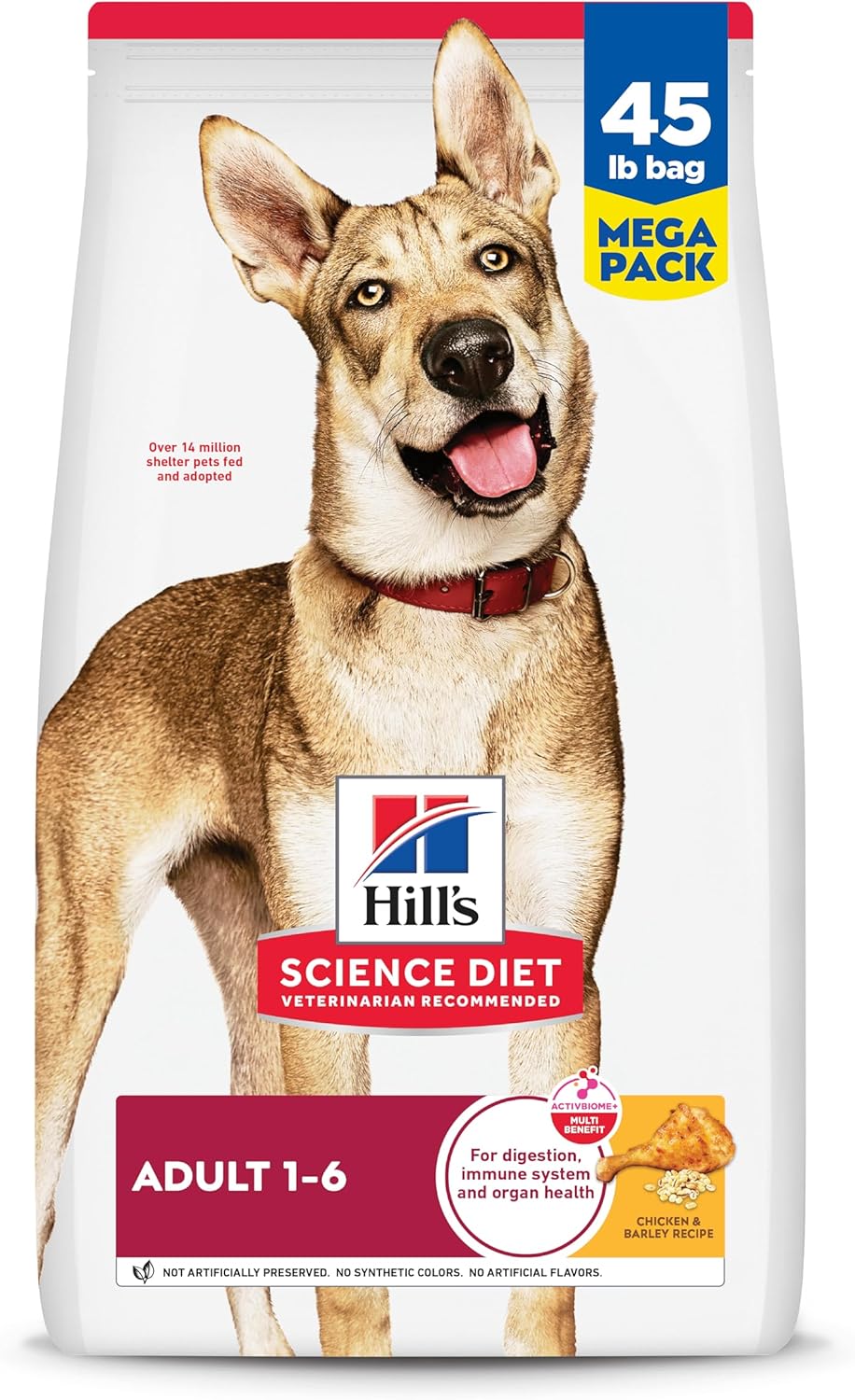 Hill's Science Diet Adult 1-6, Adult 1-6 Premium Nutrition, Dry Dog Food, Chicken & Barley, 45 lb Bag