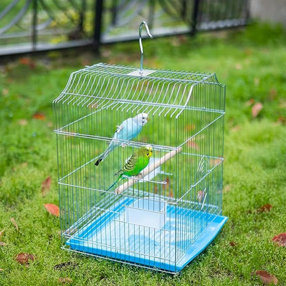 Small Bird Travel Cage-Lightweight Small Birds Starter Kit with Birdcages and Accessories Great for Parakeets Lovebirds Parrotlets Finches Canaries Removable Plastic Tray Include