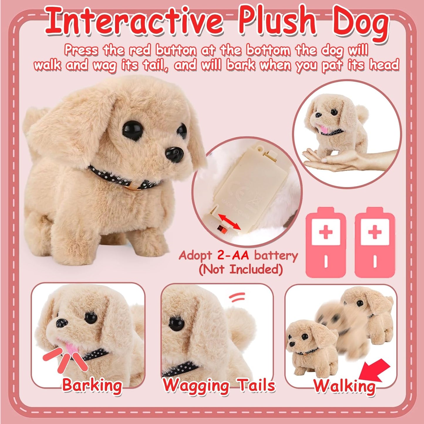 TEUVO Toy Doctor Kit for Girls - Pretend Play Doctor Sets with Dog Toy, Carrying Bag, Stethoscope Toy & Dress Up Costume - Doctor Play Gifts for Kids Toddlers Ages 1 2 3 4 5 6 7 Year Old for Role Play