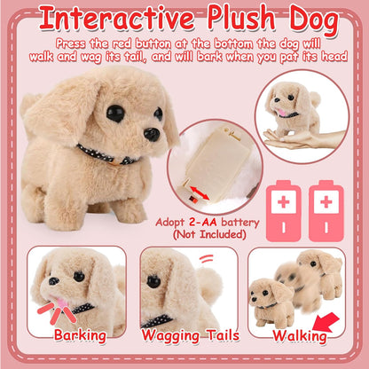 TEUVO Toy Doctor Kit for Girls - Pretend Play Doctor Sets with Dog Toy, Carrying Bag, Stethoscope Toy & Dress Up Costume - Doctor Play Gifts for Kids Toddlers Ages 1 2 3 4 5 6 7 Year Old for Role Play