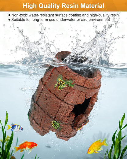 TRUVIC Fish Tank Decorations - Aquarium Cave Decor, Resin Hollow Tree Trunk Reptile Hide & Betta Log Hideout for 20 Gallon Tank, Fish Accessories Shelter Cave