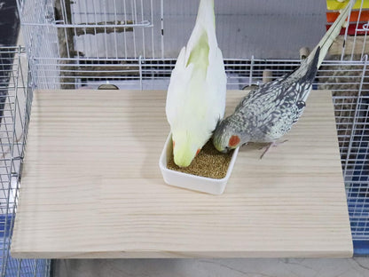 15.7×10.4 Inches Large Bird Perch Stand Platform, Natural Wooden Small Animals Cage Accessories, Rectangle Stand Perch Shelf for Parrot Parakeet Cockatiel Rat Hamster Guinea Pig Conure Chinchillas