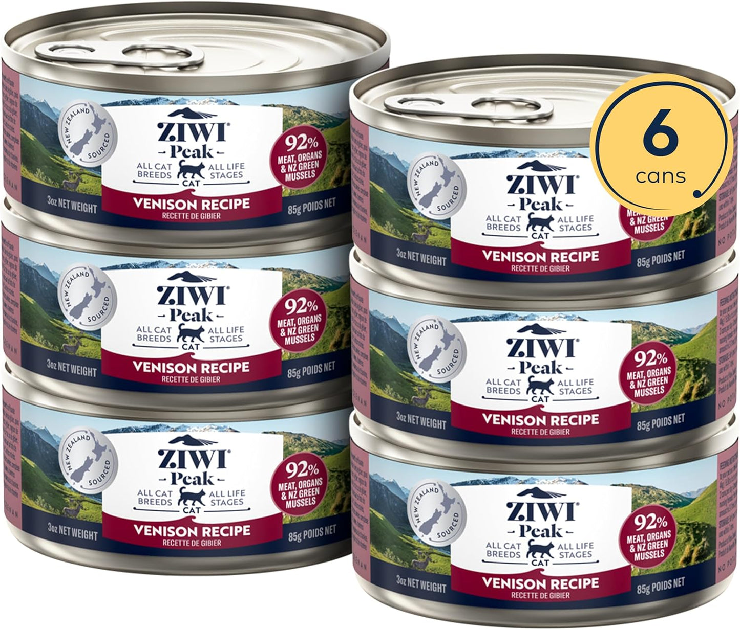 ZIWI Peak Wet Cat Food – All Natural, High Protein, Grain Free, Limited Ingredient, with Superfoods (Venison, Case of 6, 3oz Cans)