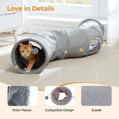 PAWZ Road Cat Tunnel Collapsible S Shape Cat Tunnels for Indoor Cats Cat Play Tube 51 Inches Long 10.5 Inches in Diameter