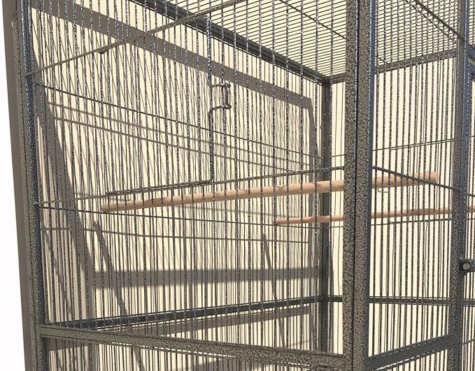 Extra Large 32" x 19" x 64"H Wrought Iron Metal Bird Flight Breeder Cage with Side Breeding Nest Doors with Removable Rolling Stand