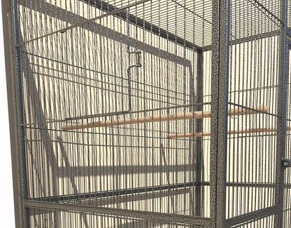 Extra Large 32" x 19" x 64"H Wrought Iron Metal Bird Flight Breeder Cage with Side Breeding Nest Doors with Removable Rolling Stand