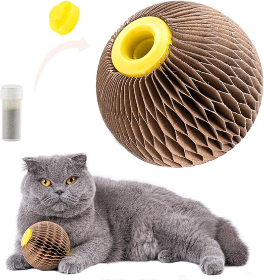 Catnip Ball Toy for Cats Catnip Refillable Scratcher Ball Kitty's Faithful Playmate Reduce Obesity and Loneliness CSB01BR