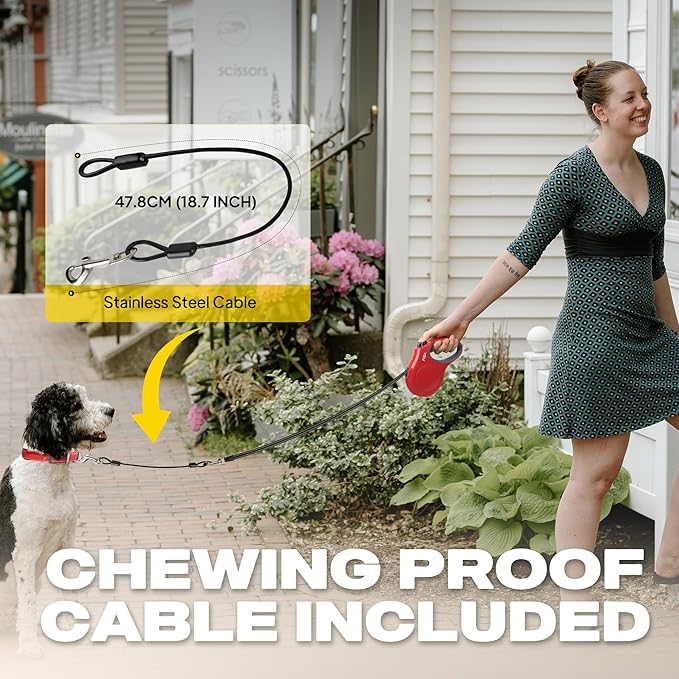 Fida Retractable Dog Leash, X-Small Breed, 10 ft, Red