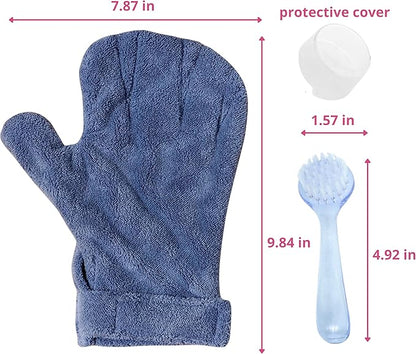 Hamster Calming Bite Proof Glove and Grooming Brush set, Brush for Hamster Cage, Hamsters Gloves, Calming Glove and Brush for Ferret Hedgehog Chinchilla Guinea Pig, Hamsters Care Kit (Dark Blue)