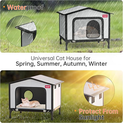 SOVPAI Outdoor cat House, Waterproof cat House for Stray Pets, Suitable for Outdoor/Indoor Cats, Easy to Assemble and Clean, Suitable for Multiple Pets and Large Cats (Red, M 19 * 13 * 14.8