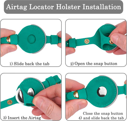 OOPSDOGGY Reflective Leather AirTag Cat Collar with Bell - Non Breakaway Adjustable Pet Collar with Apple Air Tag Holder - Lightweight GPS Kitten Collars for Small Dogs Puppy (Teal)