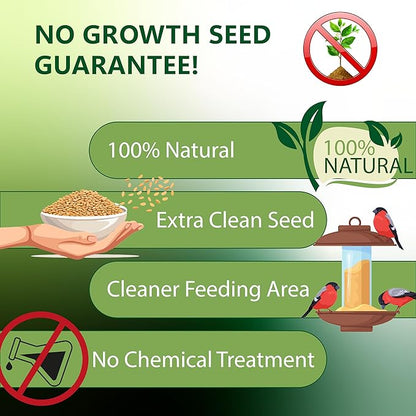 Happy Wings Sunflower Hearts & Chips Bird Food 15 lbs No Mess, No Waste Seed No Grow Formula Ideal for Wild Birds, Finches, Sparrows, and Year-Round Feeding.