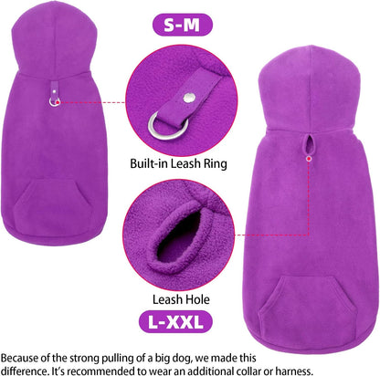EXPAWLORER Dog Hoodie Fleece Sweater Vest, Hooded Dog Sweatshirt Fall Winter Pet Clothes with Leash Hole, Sleeveless Warm Cozy Puppy Clothing for Cat Small Medium Large Dogs Girl Boy, Purple XXL