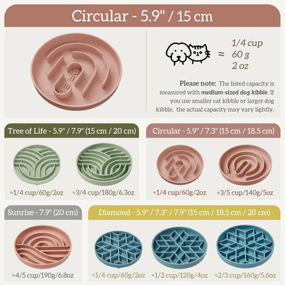 OHMO Slow Feeder Cat Bowl, Silicone Anti-Choking Dog & Pet Bowl, No Suction Cup, Slows Down Eating for Small Pets (S-Infinite, Sage Green)