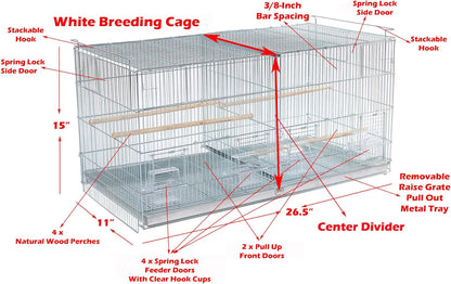 LOT of Stackable Breeder Bird Flight Cage with Removable Center Divider and Breeding Nest Box Doors with Removable Rolling Stand