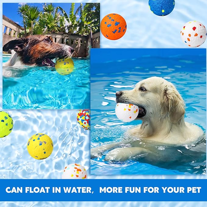 Lenwen 10 Pcs Dog Toy Ball for Aggressive Chewers Interactive Dog Ball for Boredom and Stimulating Bouncy Floating Rubber Toy for Large Medium Small Puppy(2.5 Inch,Glitter Color)