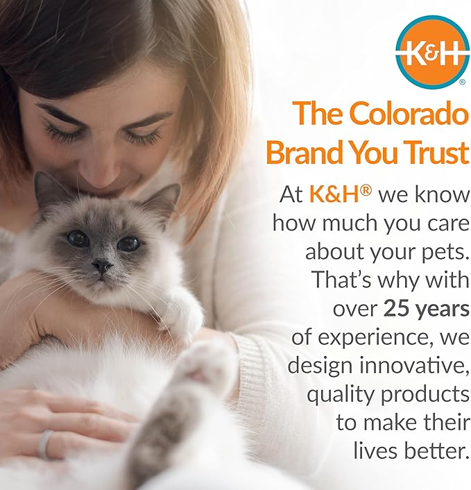 K&H Pet Products Thermo-Kitty Bed Heated Cat Beds for Large Indoor Cats & Dogs, Calming Warming Pillow Pet Bed, Machine Washable, Removable Heater, Safety Listed - Large 20" Round Sage/Tan