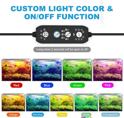 SEAOURA 24/7 Mode Led Aquarium Light for Plants Growth-Full Spectrum Fish Tank Light with Timer, Auto On/Off, 7 Colors, Adjustable Brightness, 14W for 12 to 18 Inch Freshwater Tank