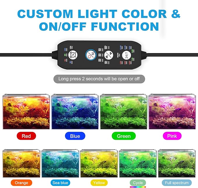 SEAOURA 24/7 Mode Led Aquarium Light for Plants Growth- Sunrise to Moonlight, 7 Colors, Adjustable Timer/Brightness, Full Spectrum Fish Tank Lights for 48 Inch to 54 Inch Tank, 42W