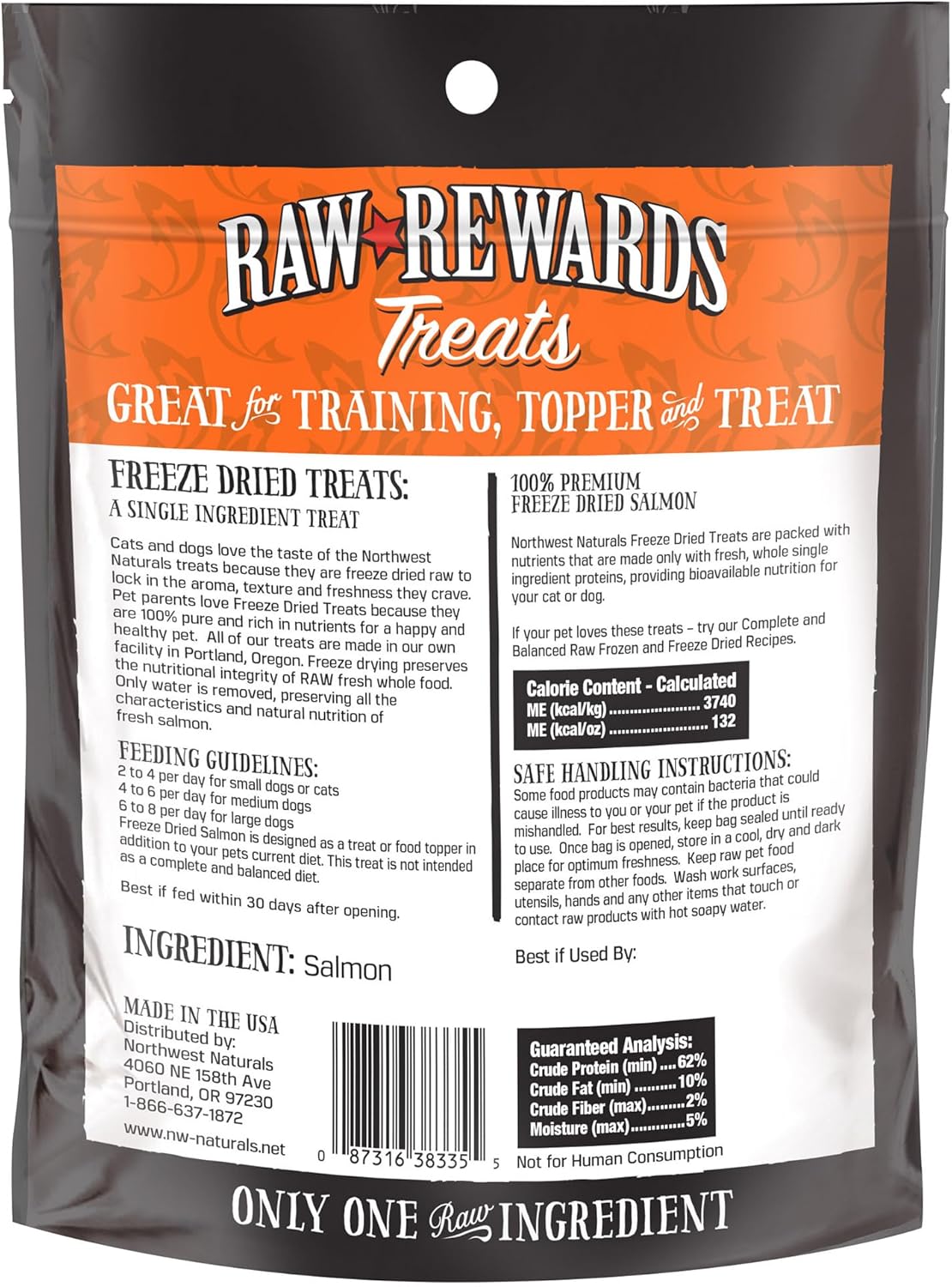 Northwest Naturals Raw Rewards Freeze-Dried Salmon Treats for Dogs and Cats - Bite-Sized Pieces - Healthy, 1 Ingredient, Human Grade Pet Food, All Natural, Proudly Made in USA, 2.5 Oz