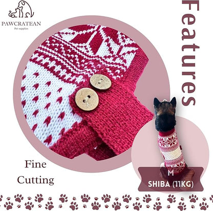 Cute Sweater for Dogs and Cats Soft Flannel Pet Outfit Warm and Cozy Animal Hoodie Small to Large Pet Clothes for Halloween Parties and Everyday Wear (Medium, Red National Totem)