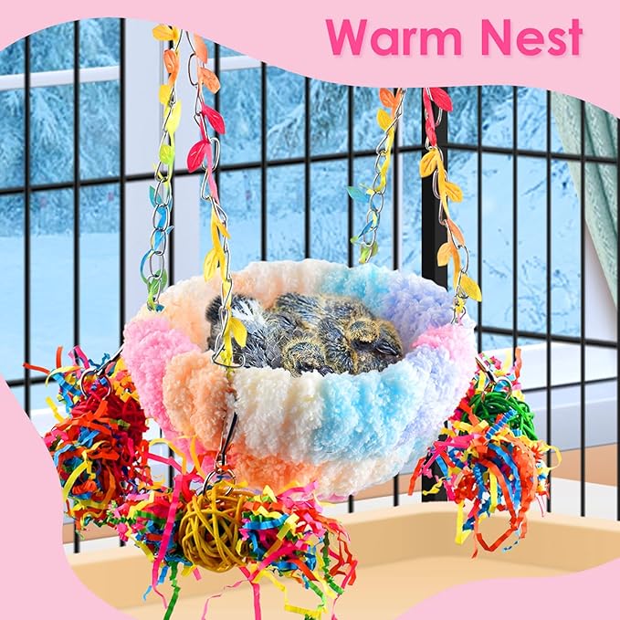 KATUMO Parakeet Nest, Parrot Breeding Bed Conure Snuggle Nest Cockatiel Swing Bed for Small Pets, Size Large