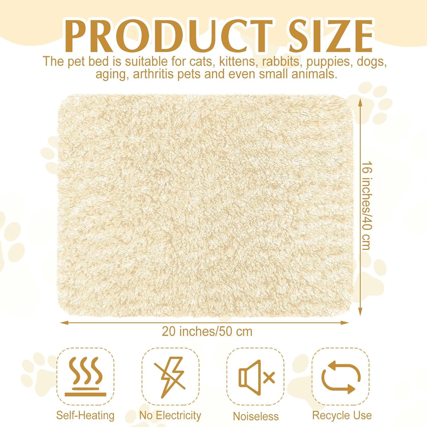 4 Pack Self Warming Cat Pads Self Heating Cat Mat Washable Homeless Dogs Thermal Pads Kennel Pad Reflects Body Heat Warm Crate Bed Mat for Indoor Outdoor Pet(Camel,16 x 20 Inch)