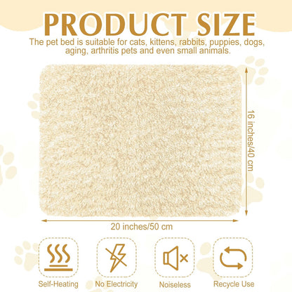 4 Pack Self Warming Cat Pads Self Heating Cat Mat Washable Homeless Dogs Thermal Pads Kennel Pad Reflects Body Heat Warm Crate Bed Mat for Indoor Outdoor Pet(Camel,16 x 20 Inch)