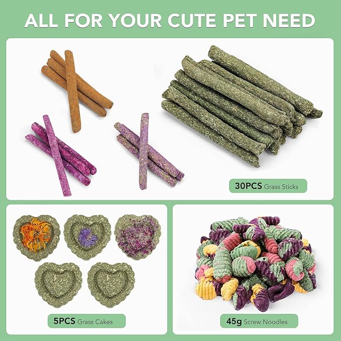 VESPRO Rabbit Toys for Bunnies Rabbit Chew Toys for Teeth Bunny for Rabbits Guinea Pig Chew Treats Toys,Timothy Hay Sticks for Chinchillas Hamsters Bunny Guinea Pig Rats and Animals Teeth Care