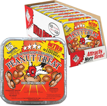 C&S Peanut Suet Treat, Suet Cakes for Wild Birds, 11 Ounces, Pack of 8