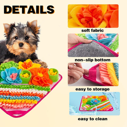 Snuffle Mat for Dogs, Sniff Mat Slow Feeding Mat for Small Pets Cats, Rabbits - Help Stress Relief and Training - Stimulate Your Pet's Foraging Skills! (Pink)
