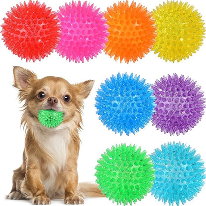 VITEVER 8 Colors 2.5” Squeaky Dog Toy Balls for Small Medium Dogs, Puppy Chew Toys for Teething, Spiky Balls for Small Dogs, Durable Toys for Teeth Cleaning and Training - Safe, BPA Free