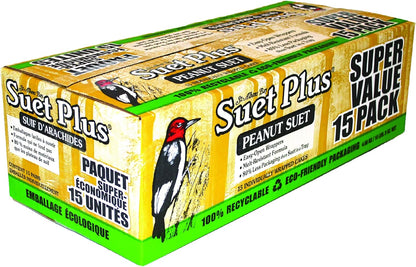 ST. ALBANS BAY SUET PLUS Bird Suet Variety Packs | 11 oz. Bird Suet Cakes | (Peanut, 15 Pack)