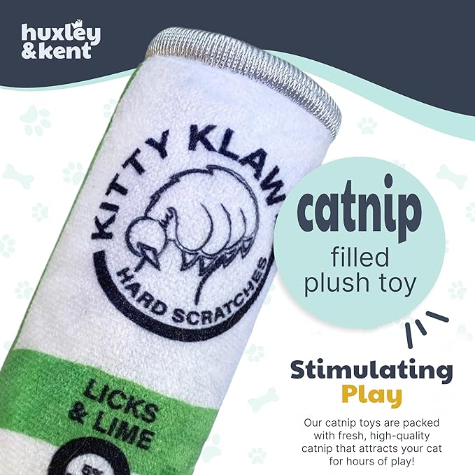 Huxley & Kent Plush Cat Toy - Interactive Catnip Toy for Cats & Kittens - Soft Kitty Toy with Crinkle & Catnip - Fun Indoor Play Toy - Kitty Klaw Licks & Lime