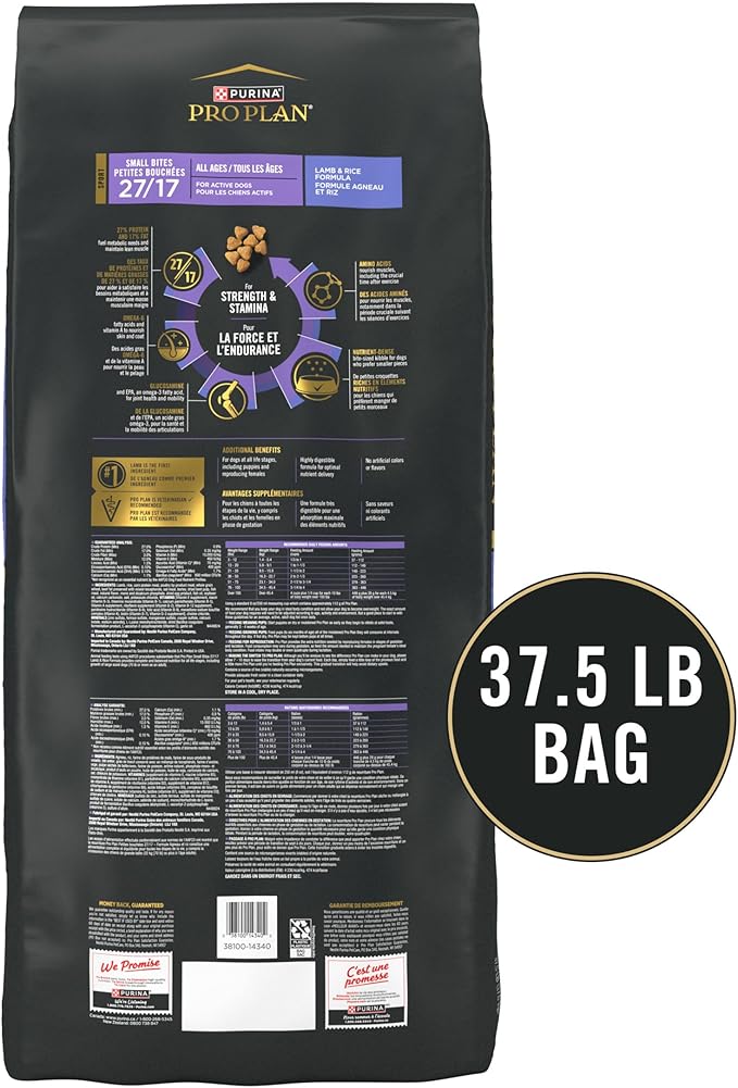 Purina Pro Plan High Protein Dog Food, Small Bites, SPORT 27/17 Lamb and Rice Formula - 37.5 lb. Bag