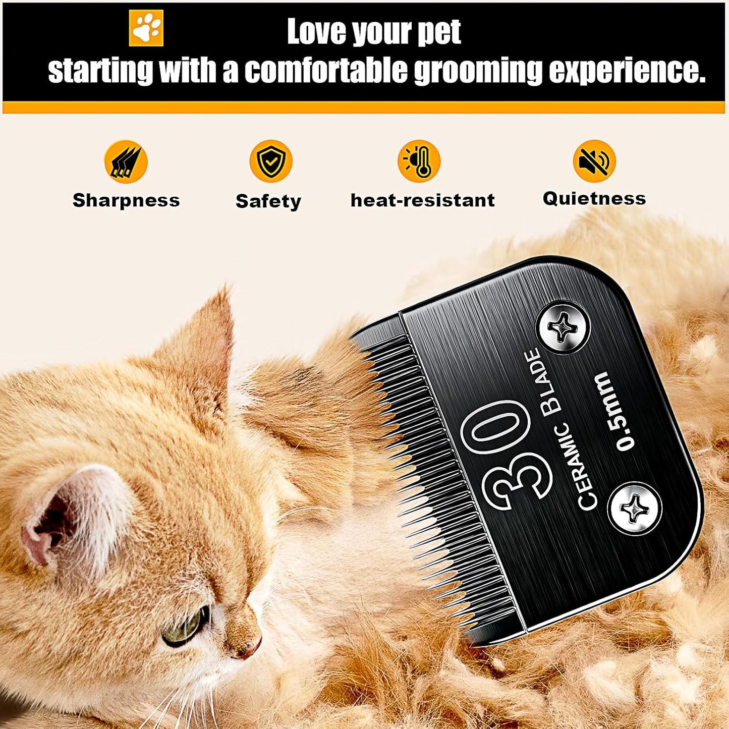 Dog Grooming Clipper Blades Replacement Compatible with Andis Dog Clippers,Most OsterA5, Wahl KM Series Pet Clippers (Black(30))